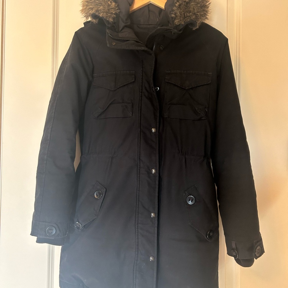 Aritzia Community Women's Black Long Down Filled Parka